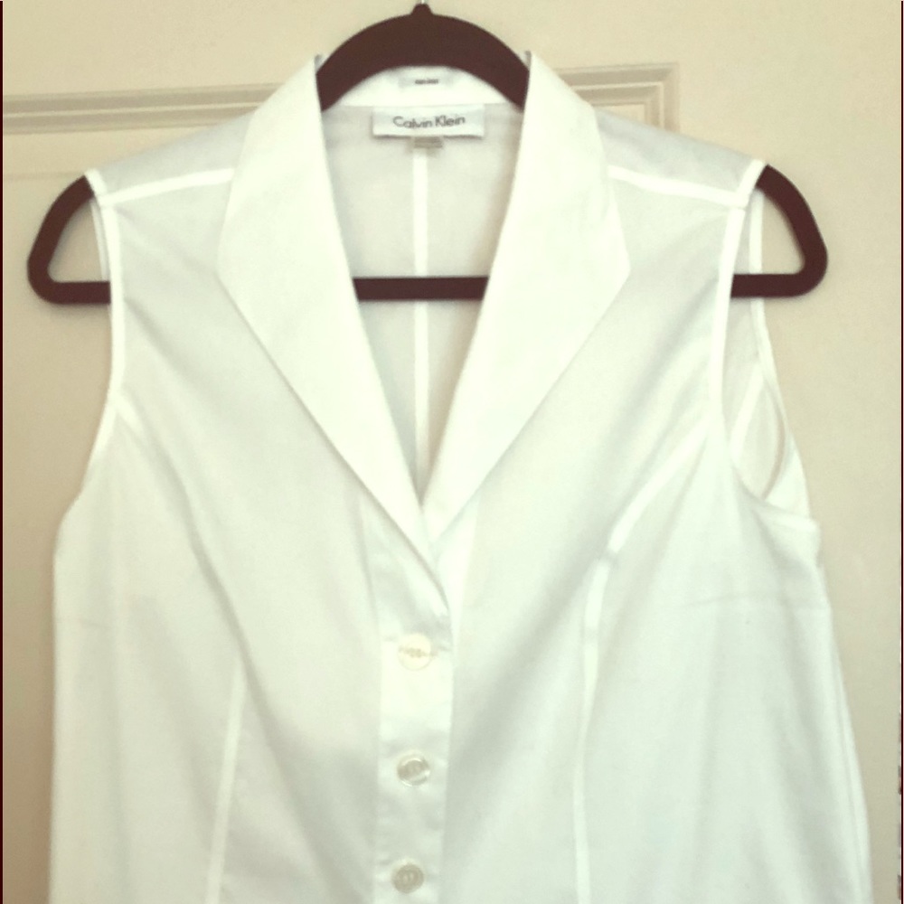 Crisp white Calvin Klein dress shirt.